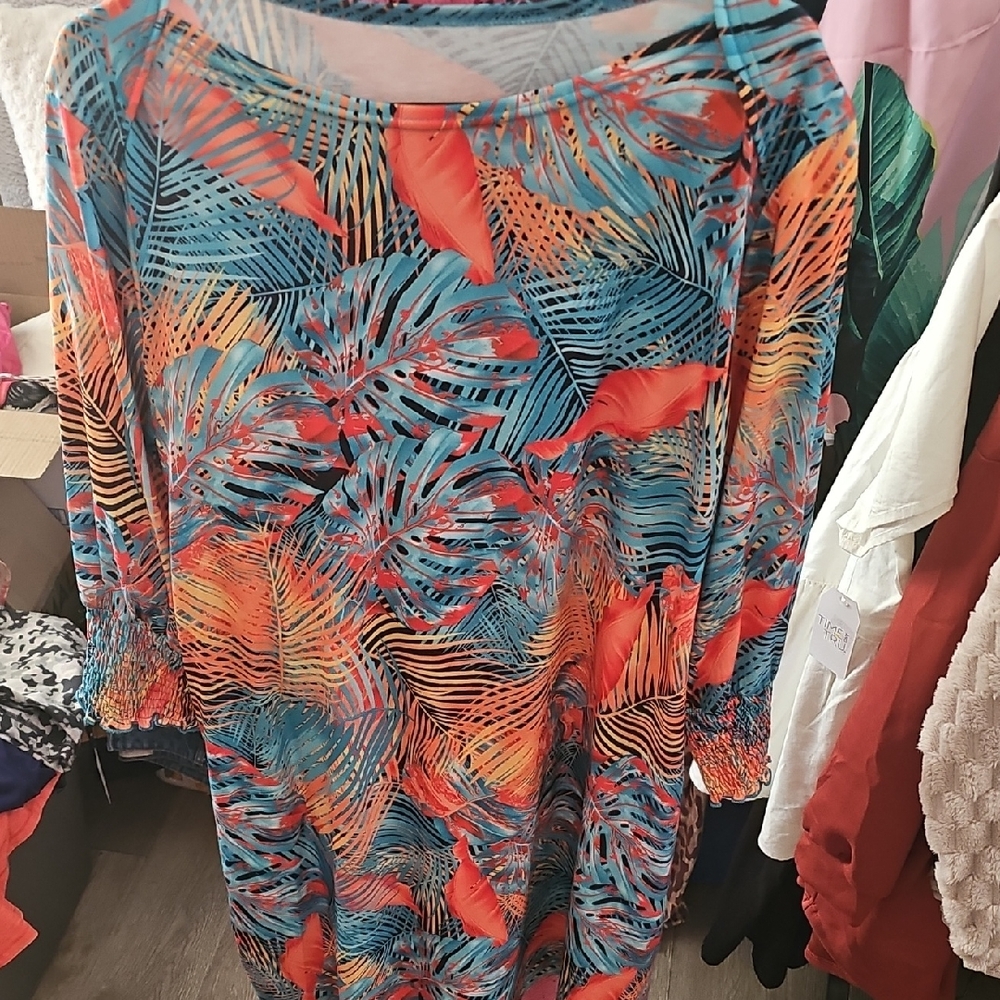Tropical Long Sleeve Dress